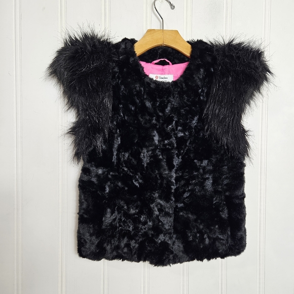 Skaist Taylor x Neiman Marcus Target Black Faux Fur Pink Lined Vest XS Limited - Picture 2 of 9